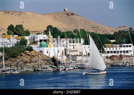 Felucca Boote auf dem Nil Assuan, Ägypten Stockfoto