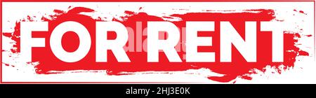 Zur Miete Zeichen, Vektor. Rotes Warnschild. Stickervorlage auf weißem Hintergrund isoliert Stock Vektor