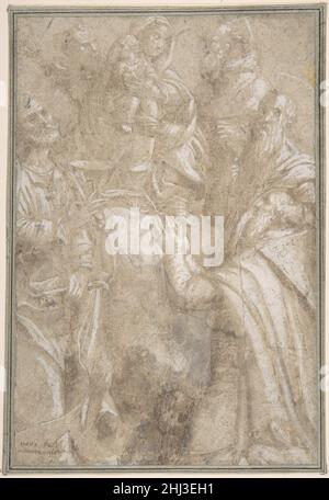 Anbetung der Madonna mit Kind 1400–1600 Anonym, italienisch, 15th bis 16th Jahrhundert Italienisch. Anbetung der Madonna und des Kindes 342057 Stockfoto
