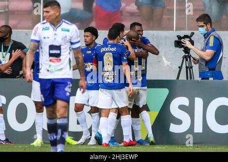 Belo Horizonte, Brasilien. 26th Jan, 2022. xxxxxxxxxxxxxxx während Cruzeiro x URT, Spiel gültig für den Campeonato Mineiro 2022, der in der Arena Independência, Belo Horizonte, MG, stattfand. Kredit: Dudu Macedo/FotoArena/Alamy Live Nachrichten Stockfoto