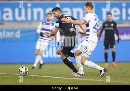 Duisburg, Deutschland. 26th Jan, 2022. firo: 01/26/2022 Fuvuball: Fußball: 3rd Bundesliga, Saison 2021/2022 MSV Duisburg - 1.FC Magdeburg Tor zu 5:0 von Kai Brvºnker Credit: dpa/Alamy Live News Stockfoto