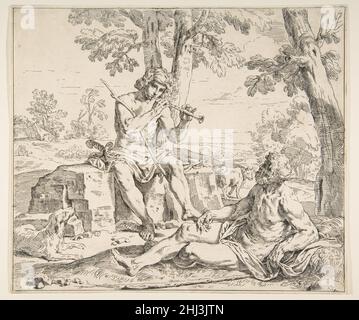 Mercury und Argus Ca. 1630–1648 Simone Cantarini Italienisch. Mercury und Argus 341517 Stockfoto