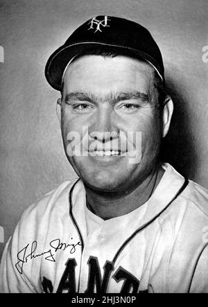 Ein Vintage-Erinnerungsfoto des Baseballspielers Johnny Mize mit den New York Giants um 1940s. Stockfoto