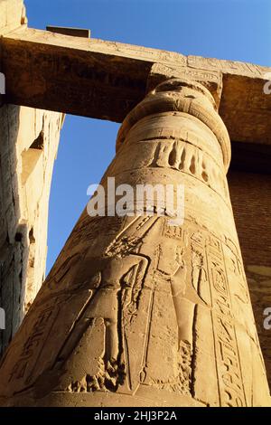 Detail einer Säule im Luxor Tempel, Luxor, Ägypten Stockfoto