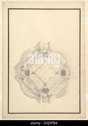 Grundplan für eine Catafalque für Ludwig I., König von Spanien (regierte nur wenige Monate, starb 1724) ca. 1724 Workshop von Giuseppe Galli Bibiena Italienisch. Grundplan für eine Catafalque für Ludwig I., König von Spanien (regierte nur wenige Monate, starb 1724) 344385 Stockfoto