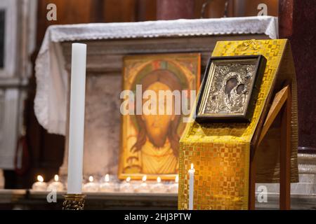 Rom, Italien. 26th Januar 2022. Gebet für den Frieden in der Ukraine organisiert von der Gemeinschaft Sant'Egidio in Rom (Foto: © Matteo Nardone/Pacific Press via ZUMA Press Wire) Stockfoto