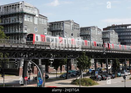 U-Bahn-Station Baumwall bei Elbphilharmony in Hamburg Stockfoto