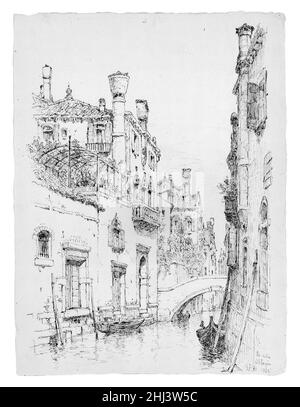 Rio della Abbazia, Venedig 1885 Andrew Fisher Bunner. Rio della Abbazia, Venedig. Andrew Fisher Bunner (1841–1897). Amerikanisch. 1885. Schwarze Tinte und Graphitspuren auf off-white wove paper Stockfoto