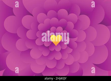 Vektor illustrierte Blume von rosa Farbe Herz Formen Stock Vektor