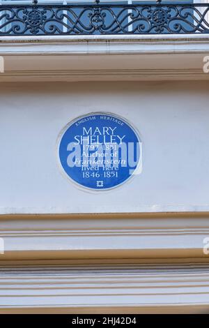 Mary shelley House und blaue Plakette am Chester Square Stockfoto