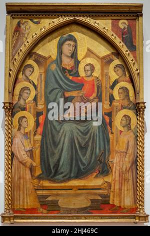 Meister von Santa Cecilia, aktiv ca. 1290 bis 1320 in Florenz und Umgebung; Madonna mit Kind auf dem Thron der sechs Engel, 1320. Stockfoto