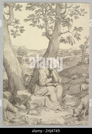 St. Genevieve als junges Mädchen 1680 Claude Mellan Französisch. St. Genevieve als junges Mädchen 392635 Stockfoto