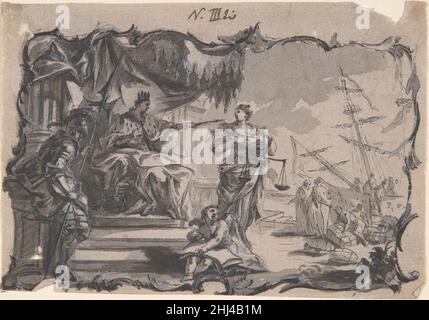 Entwurf für eine Buchillustration 18th Jahrhundert Franz Sigrist Österreicher. Design für ein Buch Illustration 335706 Stockfoto