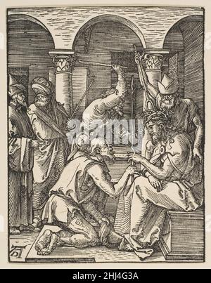 Christus gekrönt mit Dornen, aus 'die kleine Passion' ca. 1509 Albrecht Dürer Deutsch. Christus gekrönt mit Dornen, aus der 'Kleinen Passion' 387418 Stockfoto