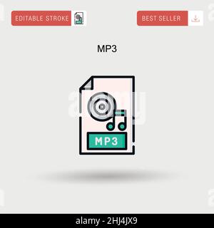 MP3 einfaches Vektorsymbol. Stock Vektor