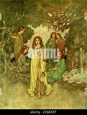 Geschichten von Hans Andersen - Edmund Dulac Farbtafel auf Seite 139. Stockfoto
