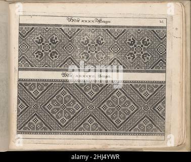 Schön Neues Modellbuch (Seite 26 recto) 1597 Johann Sibmacher Deutsch gestaltet von Johann Sibmacher, deutsch, aktiv 1590-1611, herausgegeben von Caimox, Nürnberg.Bildtitel signiert CM und Jo. Sibmacher, 7 Seiten Text, umgeben von dekorativen Bordüren, und 35 Seiten Designs zum Weben, Sticken und Leinen schneiden. Schön Neues Modellbuch (Seite 26 recto) 680652 Stockfoto