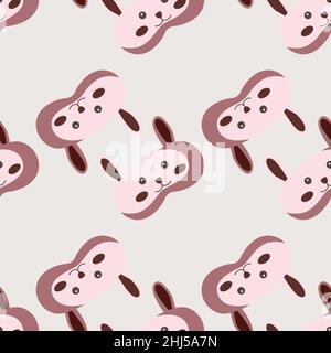 Kaninchen braune Farbe geometrische nahtlose Muster auf hellrosa Hintergrund. Kinder Grafikdesign-Element für verschiedene Zwecke. Vektorgrafik flach Stock Vektor