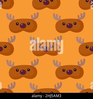 Kopf Hirsch braun Farbe geometrische nahtlose Muster auf orangefarbenem Hintergrund. Kinder Grafikdesign-Element für verschiedene Zwecke. Flache Vektordarstellung Stock Vektor