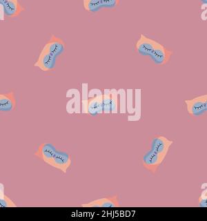 Eule blau Farbe chaotisch nahtlose Muster auf rosa Hintergrund. Kinder Grafikdesign-Element für verschiedene Zwecke. Flache Vektorgrafik. Stock Vektor