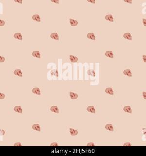 Abstrakte kleine Schädel Formen nahtlose Muster. Hintergrund in rosa Pastelltönen. Horrordruck. Abbildung des Bestandes. Vektor-Design für Textil, Stoff, Geschenkdrap, Stock Vektor