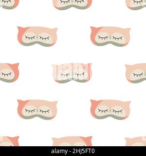 Eule rosa Farbe geometrische nahtlose Muster auf weißem Hintergrund. Kinder Grafikdesign-Element für verschiedene Zwecke. Flache Vektorgrafik. Stock Vektor