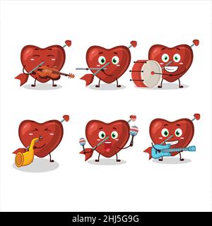 Cartoon-Charakter der Amor Liebe Pfeil spielen einige Musikinstrumente. Vektorgrafik Stock Vektor