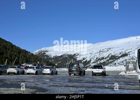 Skigebiet Grandvalira-Grau Roig in den Pyrenäen von Andorra. Stockfoto