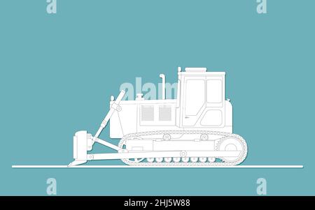 Bild von Crawler Konstruktion Bulldozer in Papierschnitt-Stil. Vektorgrafik. Stock Vektor