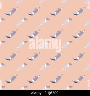 Pastelltöne nahtloses Muster mit Cartoon Tukan Vögel Silhouetten. Rosa Hintergrund. Kindlicher Druck. Flacher Vektor-Druck für Textil, Stoff, Geschenkdrap, Stock Vektor