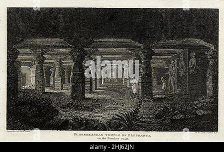 Unterirdischer Tempel von Elephanta an der Bombay Coast. Stockfoto