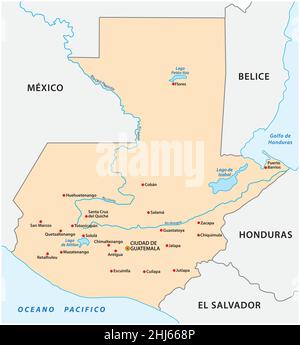 Einfache Übersichtskarte des zentralamerikanischen Staates Guatemala Stock Vektor