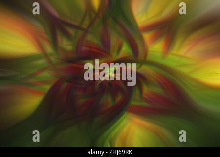 Eine 3D-Darstellung eines abstrakten, hellen, bunten Spiralhintergrunds Stockfoto