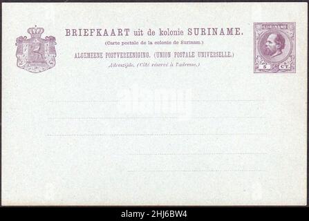 Suriname 1888 Postkarte 5c. Stockfoto