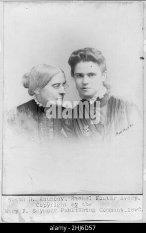 Susan Brownell Anthony, 1820-1900, Büste Portrait mit Rachel Avery fördern. Stockfoto