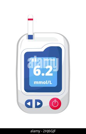 Glucometer für Blutzuckermessgerät. Diagnose Hyperglykämie Konzeptvektor. Messung des Zuckerspiegels. Diabetes Woche, Tag, Monat Stock Vektor