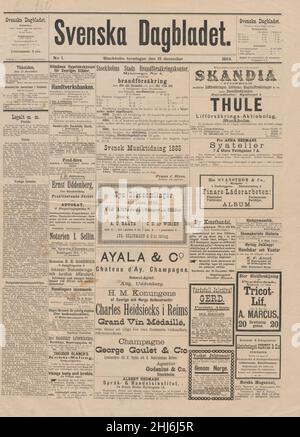 Svenska Dagbladet 1884-12-18 1. Stockfoto