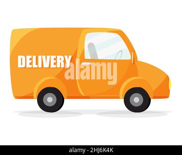 Cartoon flachen Stil Lieferung orange Auto. Auto für den Transport zur Lagerung oder zum Transport. Vektorgrafik Stock Vektor