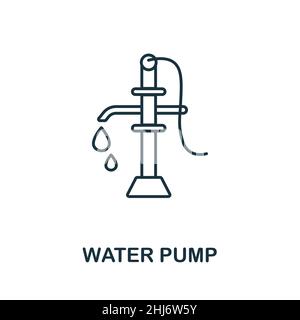 Symbol Wasserpumpe. Linienelement aus der Maschinensammlung. Lineare Wasserpumpe Symbol Zeichen für Web-Design, Infografiken und mehr. Stock Vektor
