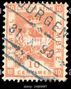 Schweiz Bern Umsatz 1892-1902 10c - 39A IX-99 COURGENAY. Stockfoto