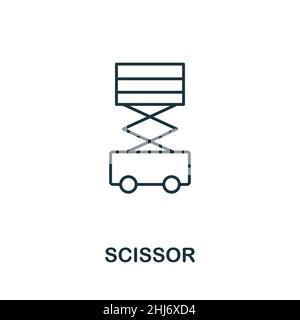 Scherensymbol. Linienelement aus der Maschinensammlung. Lineare Schere Icon-Zeichen für Web-Design, Infografiken und vieles mehr. Stock Vektor