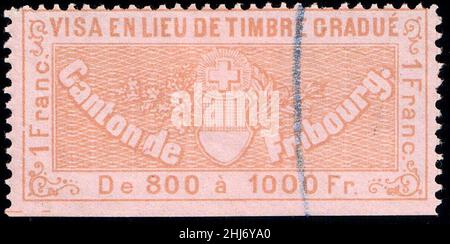 Schweiz Fribourg 1870 Visumerlöse 1fr - 5. Stockfoto