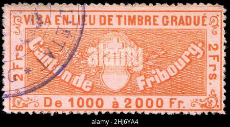 Schweiz Fribourg 1870 Visumerlöse 2FR - 6. Stockfoto