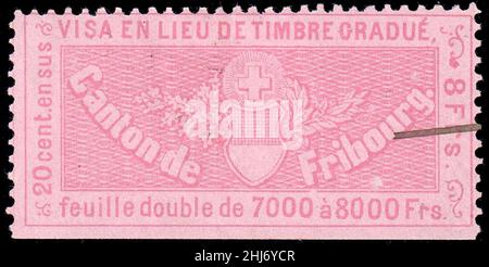 Schweiz Fribourg 1870 Visumerlöse 8Fr - 26. Stockfoto