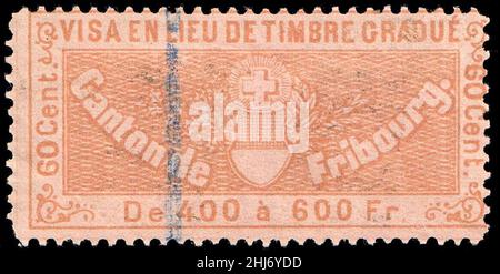 Schweiz Fribourg 1870 Visumerlöse 60c - 3. Stockfoto