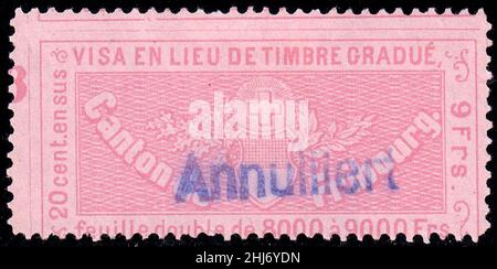 Schweiz Fribourg 1870 Visumerlöse 9FR - 27. Stockfoto