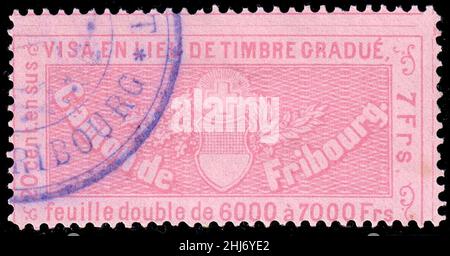 Schweiz Fribourg 1870 Visumerlöse 7Fr - 25. Stockfoto