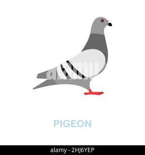Taubenflaches Symbol. Farbiger Elementschild aus der Wildtiersammlung. Flaches Pigeon Icon-Zeichen für Webdesign, Infografiken und mehr. Stock Vektor