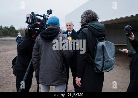 Oranienburg, Deutschland. 26th Januar 2022. Zum Internationalen Holocaust-Gedenktag besuchten mehrere Politiker die KZ-Gedenkstätte Sachsenhausen, wo zwischen 1936 und 1945 mehr als 200.000 Menschen inhaftiert waren. (Bild: © Ralph Pache/PRESSCOV über ZUMA Press Wire) Stockfoto