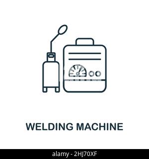 Symbol für Schweißgerät. Linienelement aus der Maschinensammlung. Lineare Schweißmaschine Symbol Zeichen für Web-Design, Infografiken und mehr. Stock Vektor